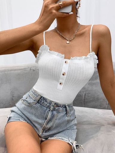 Ribbed white sleeveless cami top