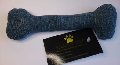 Denim dog bone toy