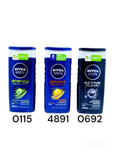  Nivea Men Energy 250ml / NIVEA SPORT for men 250mL / Nivea Men Active Clean 250ml