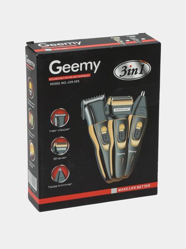 Trimmer elektr soqol mashinasi Geemy GM 595 GM 566, soqol olish uchun, 3 tasi 1 da