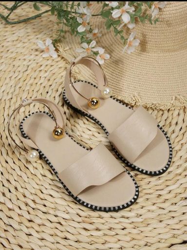 Women's Metal and Pearl Strap Sandals