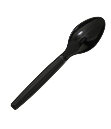 Foodpack Black Plastic Spoons 50Pcs