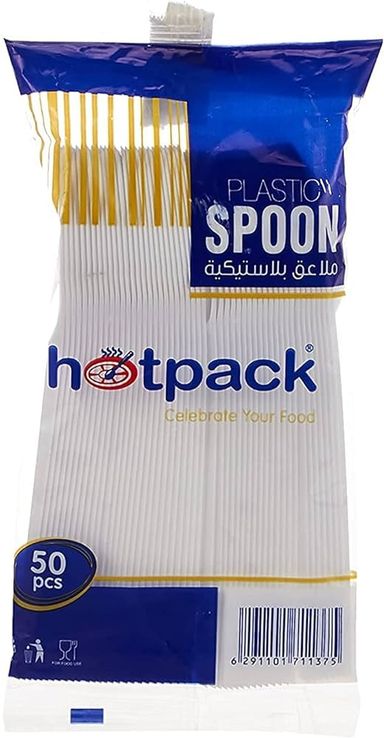 Hotpack White Plastic Spoons 50Pcs