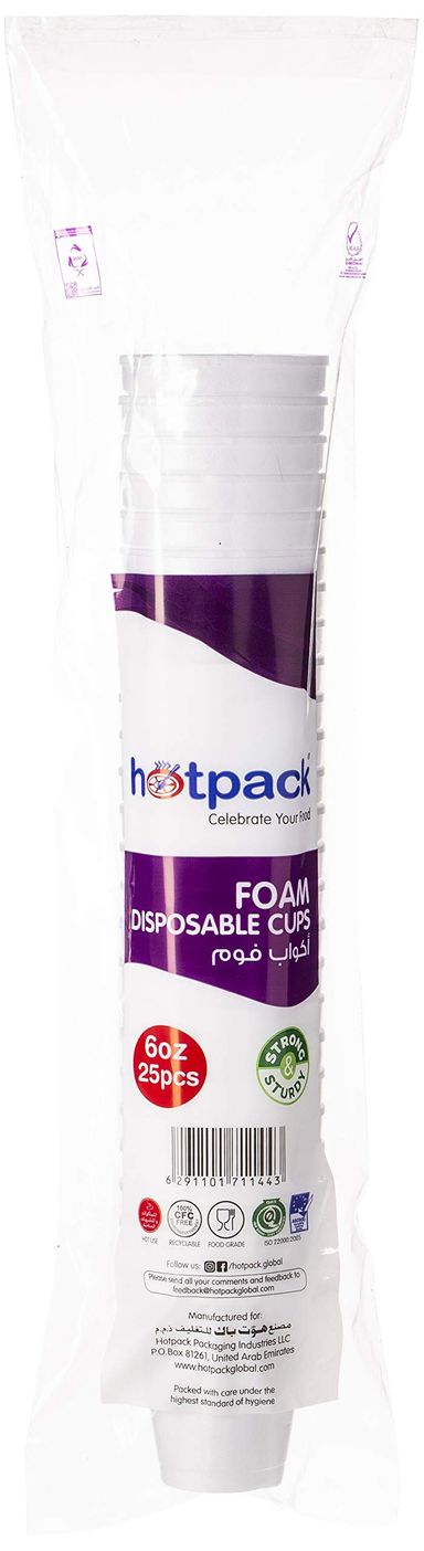 Hotpack White 6Oz Foam Cups