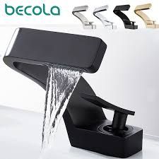 TOLM Brass Black Gold Basin Faucet