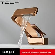 TOLM Brass Black Gold Basin Faucet