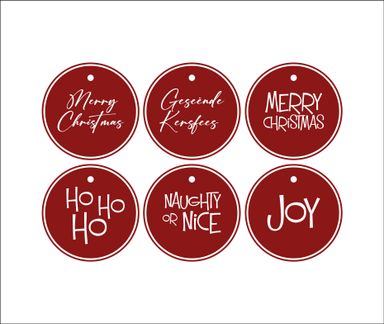 G) Tags Full Set (6 x 10) Christmas Red