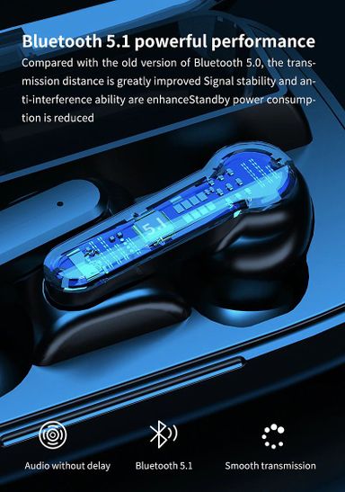 M19 Wireless Bluetooth In-Ear Earphones with LED Charging Box / Carry Case