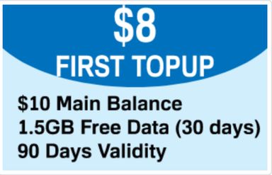 M1 $8 1.5GB Data x 90-Day First Topup Plan