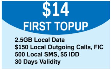 👍 M1 $14 2.5GB + Local Calls + IDD + FIC x 30-Day First Topup Plan