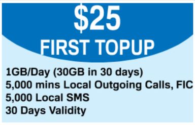 👍 M1 $25 30GB + Local Calls + FIC x 30-Day First Topup Plan