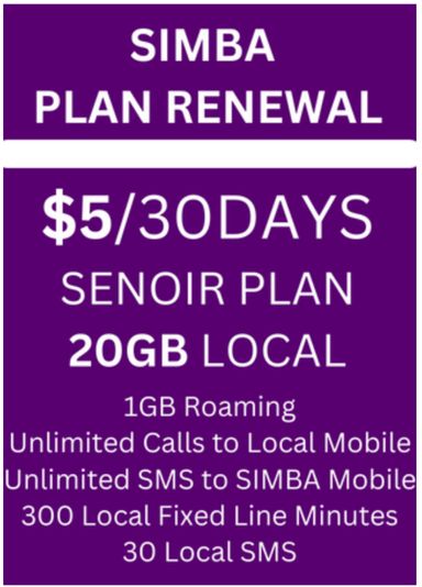👍 SIMBA $5 20GB + Roaming + Local Calls + FIC x 30 Days Senior Renewal Plan