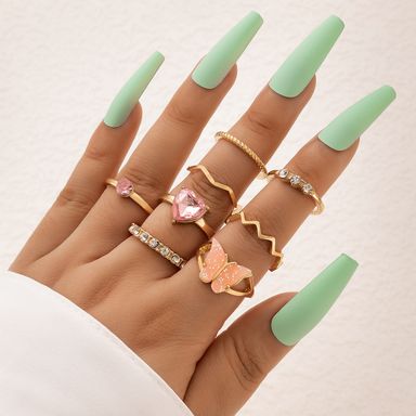 Rings with pink heart