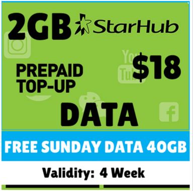👍 StarHub $18 42GB + Roaming + Sunday Free Data x 4-Week Data Plan