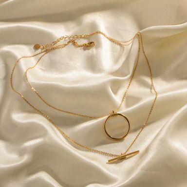 Round Gold Plated Layered Necklaces