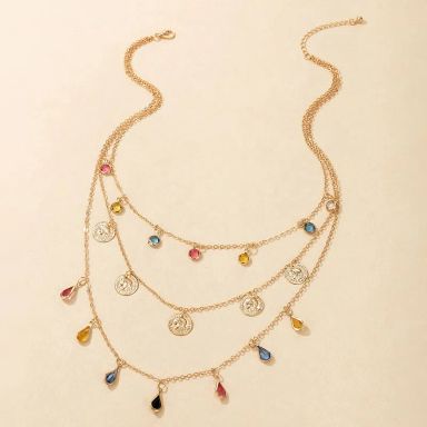 Water Drop Color Multilayer Necklace