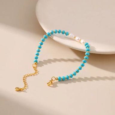 Turquoise Freshwater Pearl Beaded Bracelets