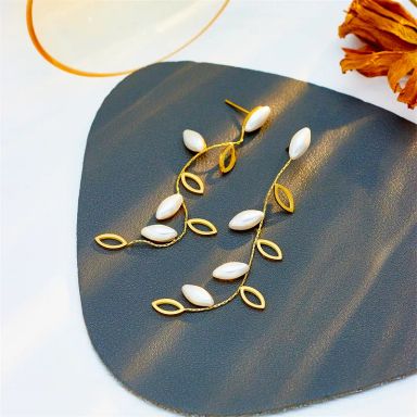 Korean Style - Leaf Drop Earrings