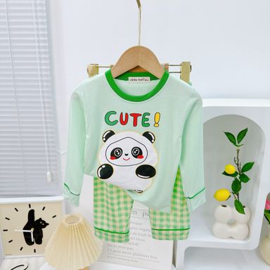 [21] Gingham Cartoon Pajamas Sets (90~130)