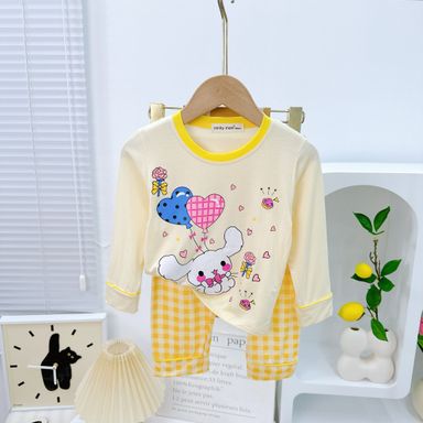 [21] Gingham Cartoon Pajamas Sets (90~130)