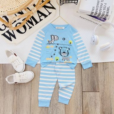 [25] Stripey Colourblock Pajamas Set (80~120)