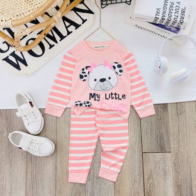 [25] Stripey Colourblock Pajamas Set (80~120)