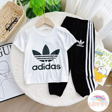 [32] Adidas Short Sleeve Long Pants Set (90~150)