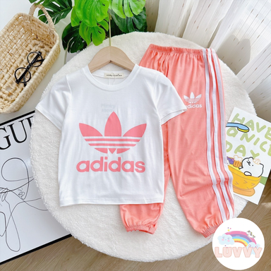 [32] Adidas Short Sleeve Long Pants Set (90~150)