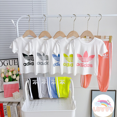 [32] Adidas Short Sleeve Long Pants Set (90~150)