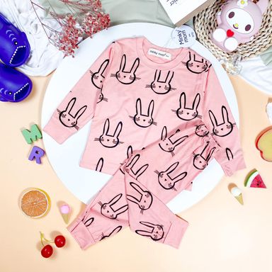 [002] Bunny Outline Pajamas Set (80~120)