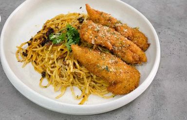 mala chicken tender spaghetti 