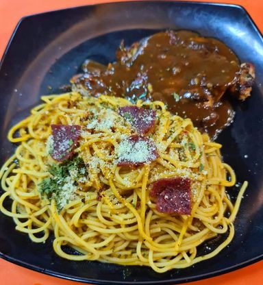 spicy beef grill chicken spaghetti 