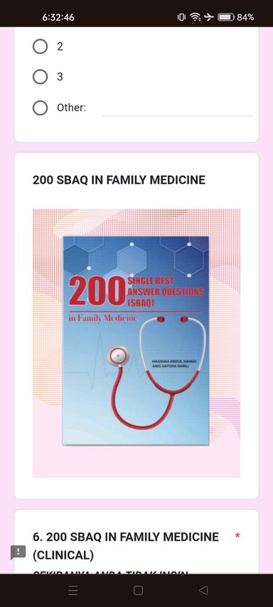 200 SBAQ IN FAMILY MEDICINE