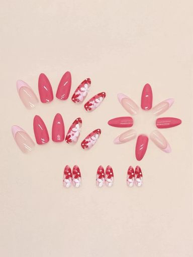 24pcs Almond Fingernails with Nail File & Tape