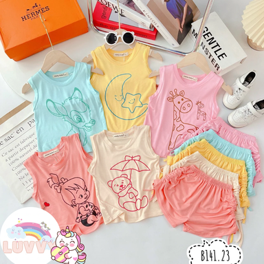 [54] Pastel Sleeveless Side Scrunch Bottom (80~120)