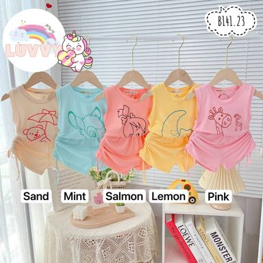 [54] Pastel Sleeveless Side Scrunch Bottom (80~120)