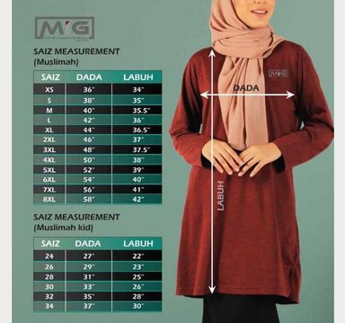 JADUAL SAIZ DEWASA DAN KANAK-KANAK