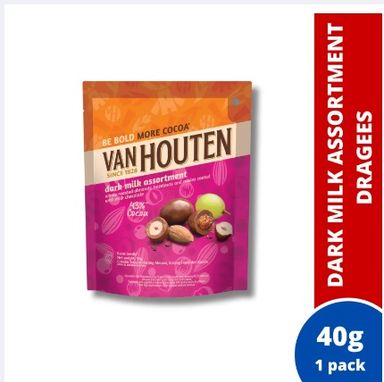 3M-A009 Van Houten Dark Milk Chocolate Dragees Assorted Flavors 40g