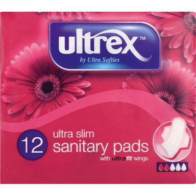 Ultrex Sanitary Pads Ultra Slim 12s