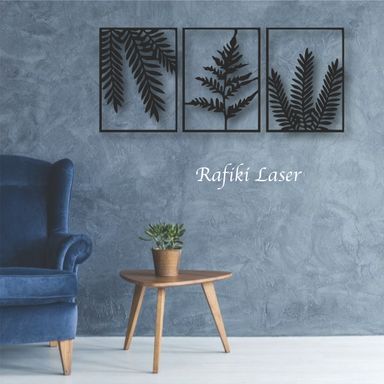 Three Panels Leaves Metal Wall Art Decor