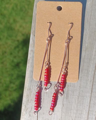 Red seed bead dangles 