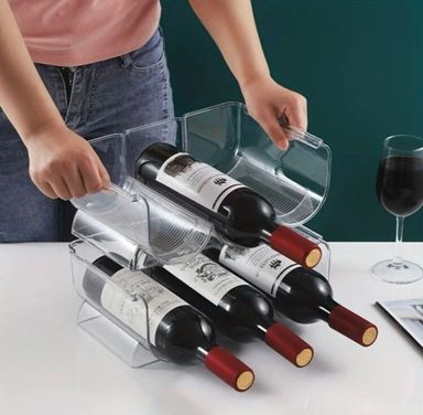 Sackable Plastic 3 Bottle Wine Rack