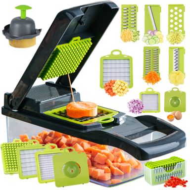 16 in 1 Multi Functional Vegetable Chopper Slicer with Spice Chopper Set 7 Blades Veggie Dicer Onion Fruit Cutter