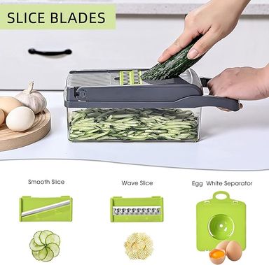 16 in 1 Multi Functional Vegetable Chopper Slicer with Spice Chopper Set 7 Blades Veggie Dicer Onion Fruit Cutter