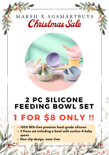 2 Pc Silicone Feeding Bowl Set