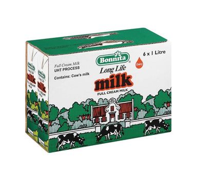 Bonnita full cream milk 6x1L