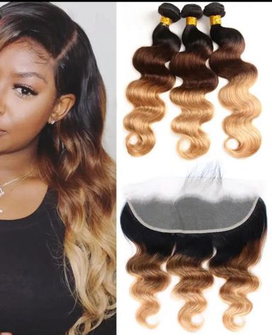 CBE_uk Ombre Body Wave Bundles With Closure Brazilian Human Hair Weave Bundles With Closure T1B 4/27 Colored Bundles With Lace Closure Length:16 16 18inch with 14 closure 