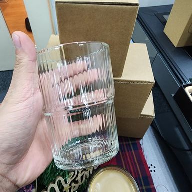 Korean Style Ribbed Glass Cafe Mug