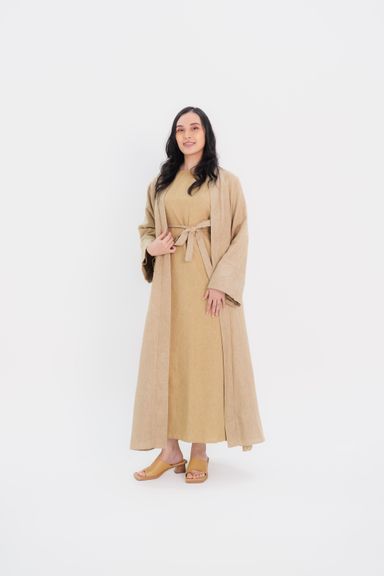 Linen Abaya in Khaki