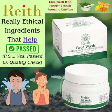 Reith Face Wash with Purifying Neem & Turmeric Exfoliate | All skin types | Organic, Vegan, Natural | 100g